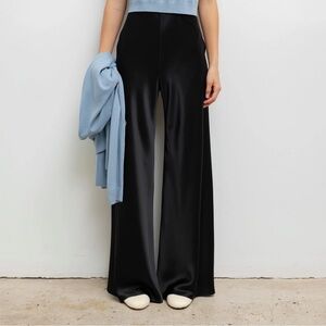 LESET Barb satin bias pant black small